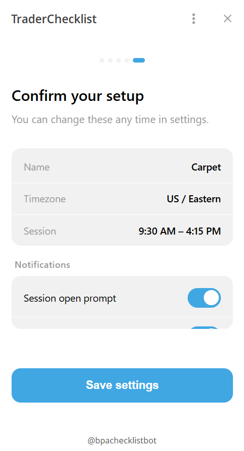 Onboarding step 4: confirm your setup.