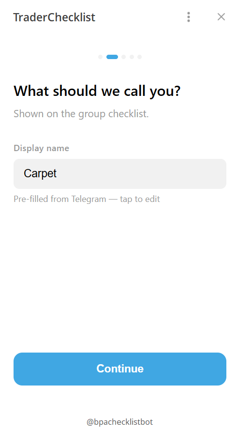 Onboarding step 1: your name.